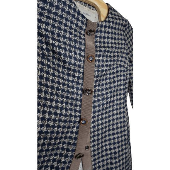 Ivo Nikkolo Blue Houndstooth EU 38 (US Medium) Jacket Coat w/ Jeweled Closure Sn - Picture 7 of 9